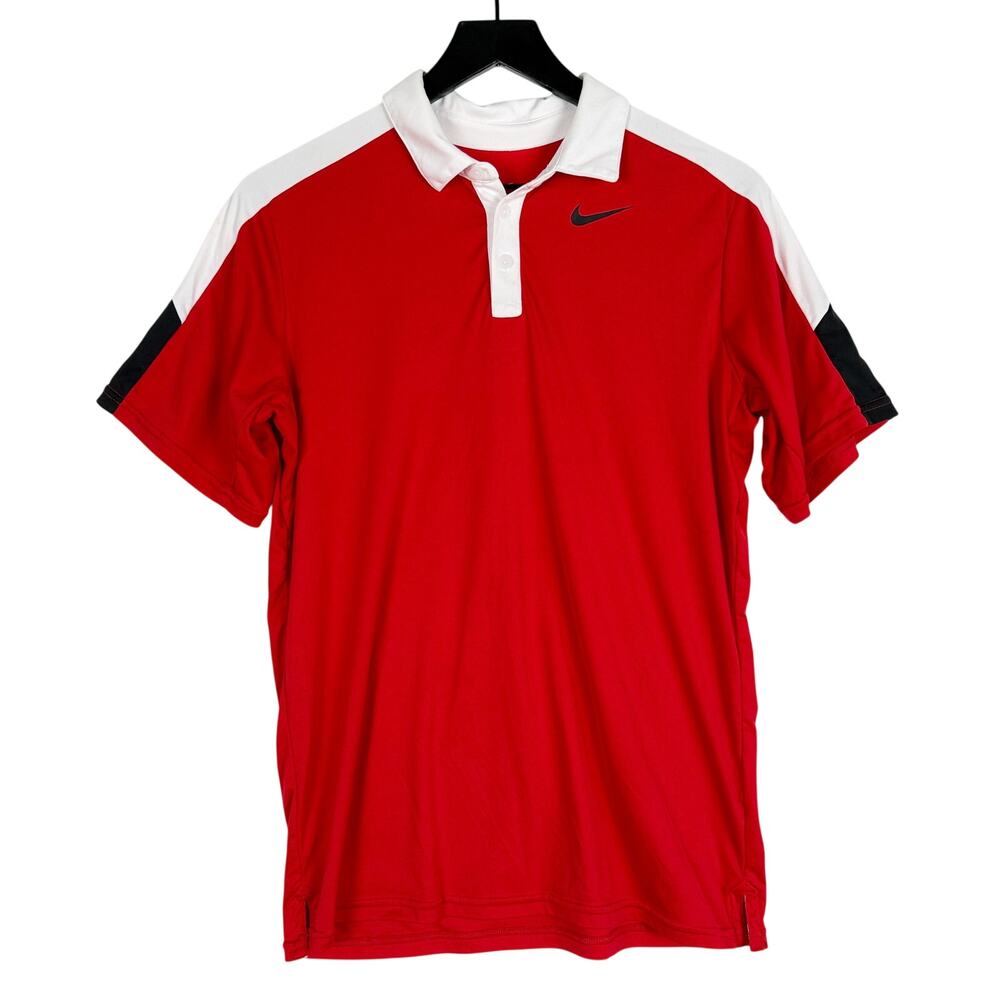 Nike Boys' Team Court Dri-FIT Tennis Polo Red White - XL